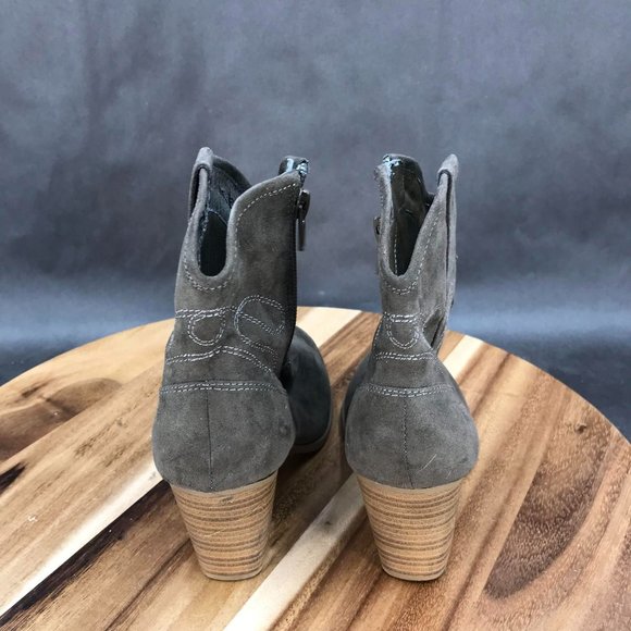 Esprit Brown Faux Suede Pull On Block Heel Western Boots Womens Size 6 - Picture 4 of 10